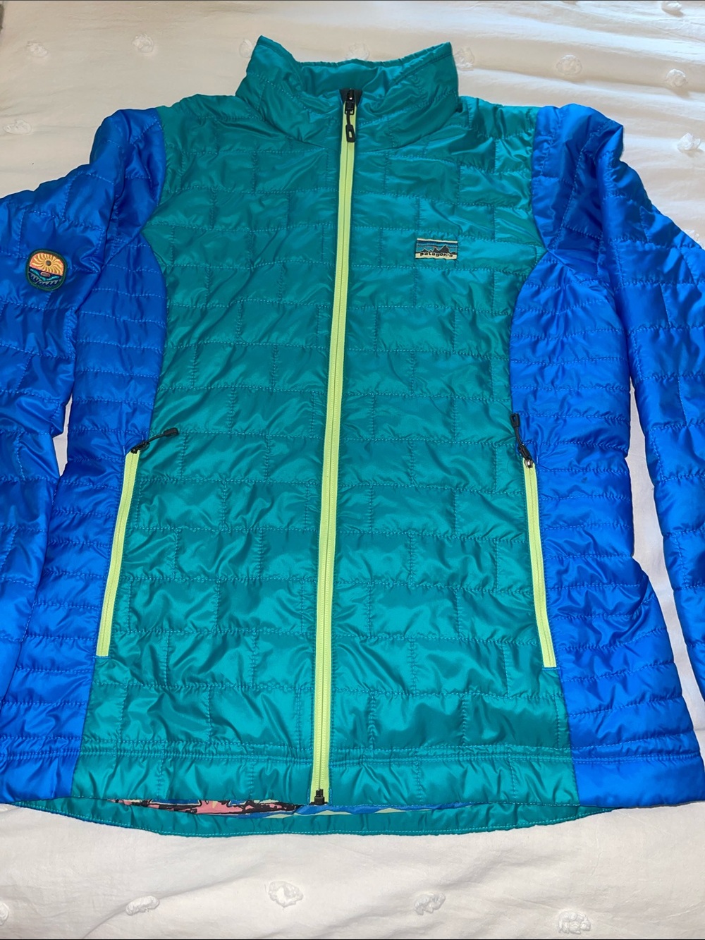 Patagonia women’s  Jacket - Teal & Blue with Lime Accents